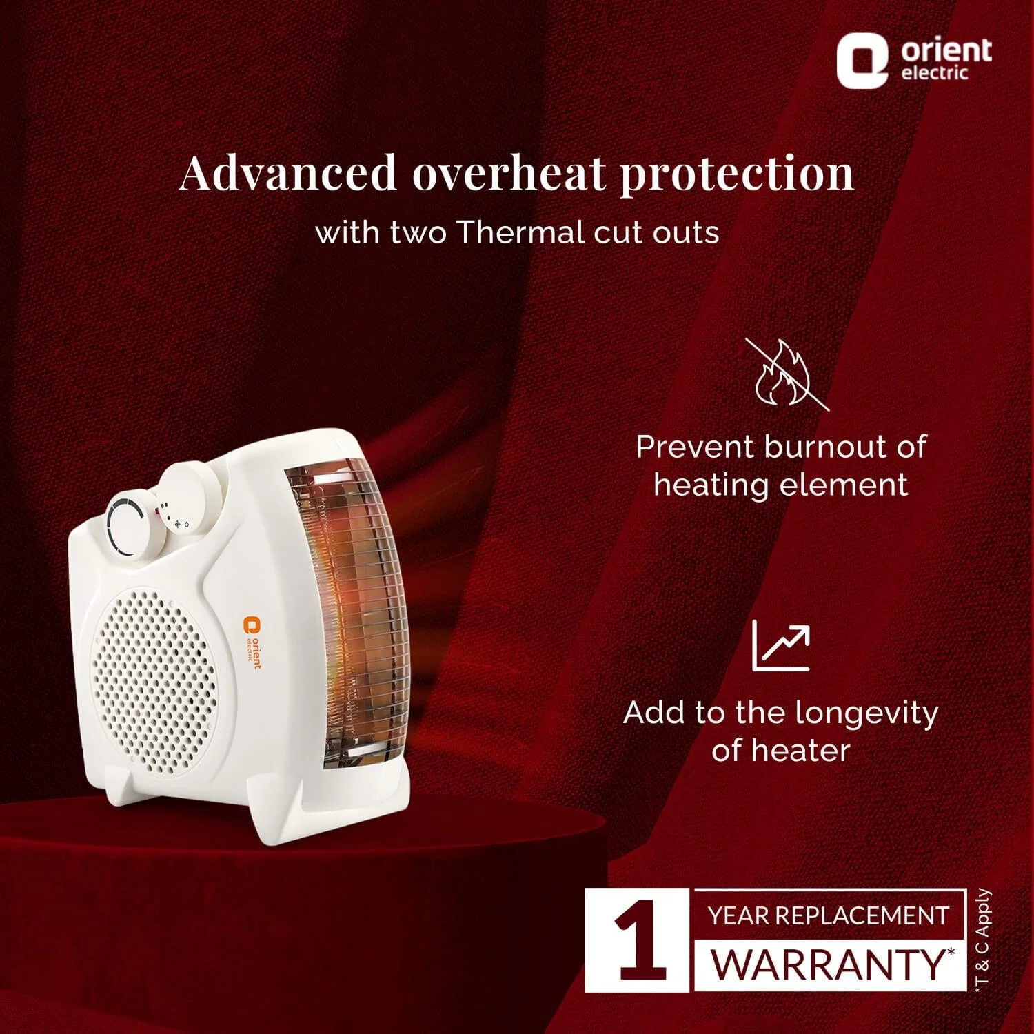 Areva Blower Room Heater with Adjustable Wattage (1000W-2000W) - Image 3