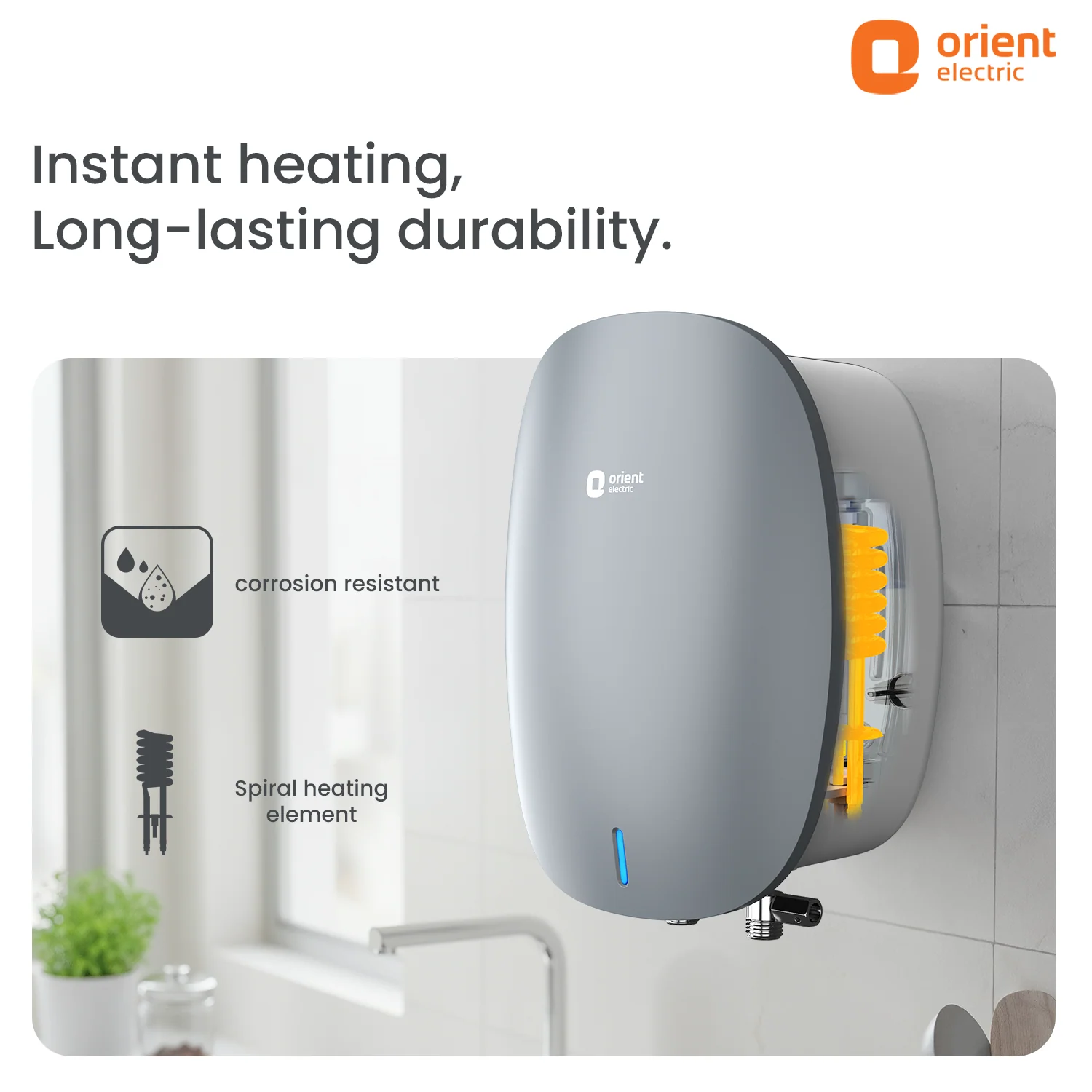 Instaflo Neo 3L Instant Water Heater (Geyser) | Suitable for low & mid rise buildings | 6 years Tank Warranty | Matt Finish Slate Grey - Image 6