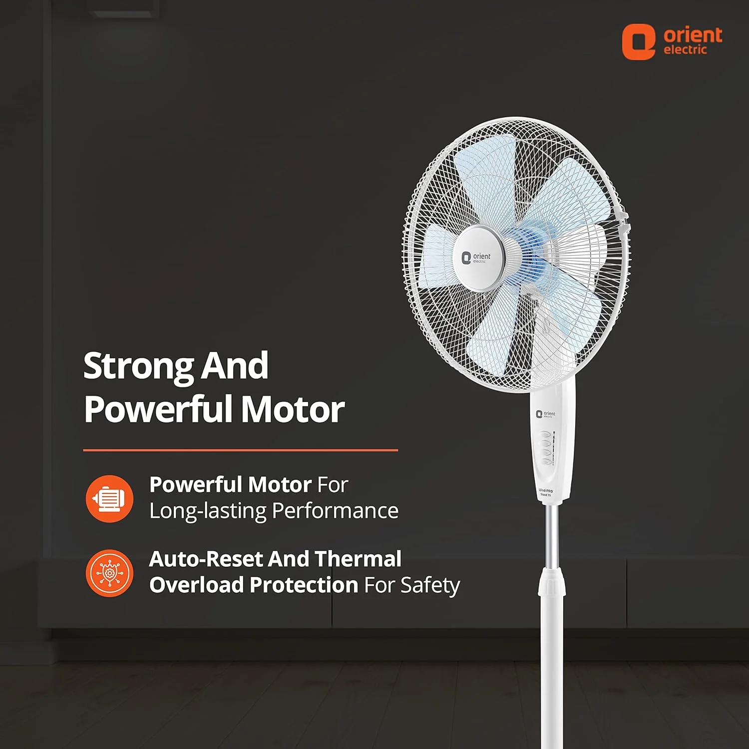 Wind Pro Stand 400 MM High Velocity Pedestal Fan (Snow White) - Image 6